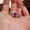 wholesale S925 Sterling Silver 4*6 Pink Crystal Ring Women's Daily Minimalist Versatile Ins Style。-0-2