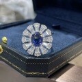 925 Silver Lab-Grown Sapphire 3ct Jewelry Set with Earrings, Ring, Pendant-0-1