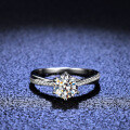 Silver Moissanite Ring, Twisted Vine Interwoven Band-0-1