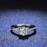 Silver Moissanite Ring, Twisted Vine Interwoven Band-1 carat (D color moissanite)  14 yards