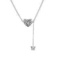 wholesale S925 Sterling Silver Vintage Love Rose Small Butterfly Tassel Necklace Ins Sweet and Edgy Fairy Wind Collarbone Chain-330L/approximately 14.5g 925 silver