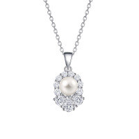 wholesale S925 Sterling Silver Pearl Necklace, Light Luxury Niche Cross-Border Silver Pendant Bead Pearl Chain Accessories for Women-Platinum 925 silver