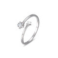 wholesale S925 Sterling Silver Small Star Ring for Women, Fashionable and Lightly Luxurious, Adjustable Open Band with Engraved Starry Design-0-4