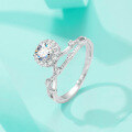 wholesale S925 Sterling Silver Moissanite Ring for Women, 1 Carat, Sparkling Like a Star, Closed Setting, Simple and Fashionable, Small and Delicate, Micro-Paved-0-0