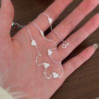 wholesale 925 Sterling Silver Small Heart Necklace for Women, Minimalist Ins Trendy Niche Design, Luxurious and Versatile High-End Pendant Chain-Bright silver-full sterling silver (40+5CM)