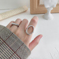 wholesale S925 Sterling Silver JA280 Japanese Korean Style Oval Ring, INS Minimalist Geometric Irregular Hollow Women's Ring-0-2