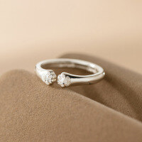wholesale 999 Silver minimalist smooth style "Peace and Joy" cat paw ring with a fresh, sweet, niche design R02755-999 Pure Silver Ring Adjustable opening