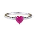 wholesale S925 Sterling Silver Dainty Love Heart Ring with High-Carbon Diamond and Artificial Cubic Zirconia for Women-0-4