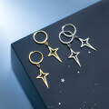 wholesale S925 Sterling Silver Korean Version Minimalist Fresh Four-Pointed Star Ear Clasp, Personalized and Stylish Earrings G7454-0-2