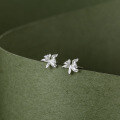 wholesale  925 Pure Silver Minimalist Leaf Design Zircon Stud Earrings Small Ear Bone Earrings For Women New Ins Style-0-1