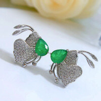 wholesale Silver new imitation emerald 6*8 bee earrings luxury micro-paved inlaid women's earrings-Bee Stud Earrings>925 Silver