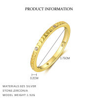 wholesale S925 Sterling Silver Geometric Square Star Ring With Shiny Zircon, Light Luxury, Versatile,。-K2072-Gold 7