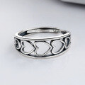 wholesale 925 Sterling Silver European and American Openwork Heart Adjustable Ring Korean Style Simple Internet Celebrity Minimalist Cool Trendy Stacking Ring for Women-0-1