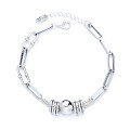 wholesale S925 Sterling Silver Korean Style Interlocking Circle and Sphere Handmade Minimalist Ins-style Versatile Bracelet-0-4