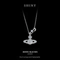 Sterling Silver Saturn Full Diamond Pendant Necklace, Trendy Ins Fashion Statement Gift-0-4