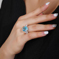 wholesale S925 Sterling Silver Enzela Ring with Aquamarine Ice Flower Cut, Non-Tarnish, Niche Design, Wholesale for Women-0-2