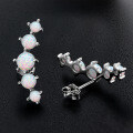 S925 Silver White Opal Earrings, Arched Design, Wholesale, Cross-border Live Sales-0-0