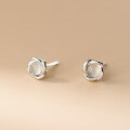 wholesale 925 Sterling Silver Fresh and Sweet Ins-style Niche Design Personality Jade Flower Stud Earrings M06609-0-2