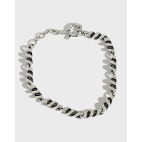 wholesale S925 Sterling Silver Korean Style Versatile Chain Bracelet with Minimalist Vintage Distressed Twist Design for Women-Vintage Silver 925 Silver
