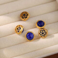 wholesale S925 Sterling Silver Thick Gold Plated Inlaid Natural Lapis Lazuli Accessories DIY Bracelet Necklace Ornament Spacer Beads Handmade Cord-0-1
