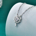 S925 Sterling Silver Moissanite Lucky Four-Leaf Clover Necklace Pendant-0-0