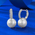 wholesale S925 Sterling Silver 11mm Pearl Earrings with Luxurious Micro-Setting, Ins-Style Women's Jewelry, Hot Seller in Live Streams-0-1