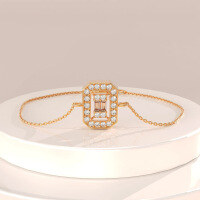 wholesale S925 Sterling Silver Red Elk Full-Body Light Luxury Sugar Cube Necklace Square Bracelet for Women Elegant Cuff Advanced Geometric Jewelry-BS0270-Gold 925 Silver