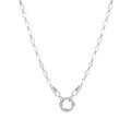 wholesale S925 Sterling Silver Retro and Unique Design Pendant Circular Collarbone Necklace, Simple and Stylish Lock Necklace Gift for Women-0-5