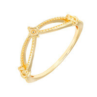 wholesale S925 Silver Plated with 14k Gold, Vintage Japanese Style V-Shaped Hollow-Out Ring - Dunli Jewelry New Wholesale Jewelry-V-Shaped Hollow Ring Size 7