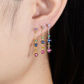 wholesale Metal: 925 Sterling Silver Cross-border hot-selling elegant and sophisticated earrings with colorful zirconia, long drop style, European and American luxury-inspired, Instagram style-0-3