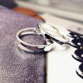 wholesale 925 Sterling Silver Hammered Surface Couple Rings, Minimalist Morning and Evening Matching Student Rings Valentine's Day Gift Unset Open Adjustable-0-3