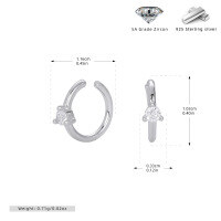 wholesale S925 Sterling Silver Cross-border C-shaped Ear Cartilage Claw With Mini Inlaid Zirconia, Fashion Heart-shaped Pendant Loop For Hanging, Minimalist Style-925 silver platinum plated 925 silver