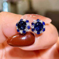 wholesale S925 Silver New Inlaid 80nm Blue European and American Vintage Luxury Style Earrings-0-2