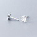 wholesale S925 Sterling Silver Ear Studs for Women, Japanese and Korean Style Minimalist Four-Leaf Clover Matte Fashion Earrings E9287-0-2