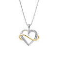 wholesale 925 Sterling Silver Cross-Border European and American Diamond-Encrusted Heart Pendant Collarbone Necklace, Luxe Minimalist Versatile High-End Heart-Shaped Chain-0-4