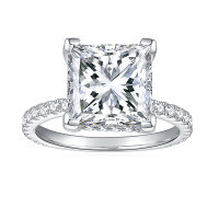 wholesale Sterling Silver Princess Cut 95mm 5CT Full Moissanite Ring-Full Moissanite (5+0.52ct)  US size 9