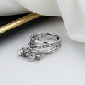 wholesale S925 Sterling Silver Creative Vintage Ethnic Style Multi-Accessory Lotus Bloom Small-Design Coin Purse Multi-Layer Ring-0-1