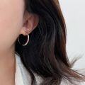 wholesale S925 Sterling Silver Solid Semi-Circular Hoop Earrings for Women, Versatile, Heavy Duty, Exquisite, and High-End Sense Ear Accessories-0-5