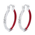 wholesale S925 Sterling Silver Red and Black Asymmetrical Irregular Large Hoop Earrings for Fashionable Commuting and European-American Style-0-6