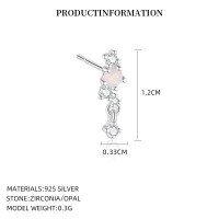 wholesale S925 Sterling Silver Cross-border Opal Earrings For Women, Fashionable Euro-american Luxury Round Australian Opal Series Ear Clips From Source Factory-E5785_Synthetic Opal/White Zirconium_Platinum-Plated_Single_With Small Flower Ear Cap 925 Silver