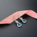wholesale S925 Sterling Silver Blue Crystal Earrings, Pure Silver Earrings, Small Batch Design, High-End, Unique Style, Zircon Long Drop Earrings-0-3