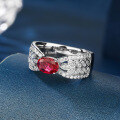 wholesale S925 Sterling Silver Ring for Women with Ruby, Zircon, High Carbon Diamond, Synthetic Ruby, Live Streaming Same Style, Niche-0-3