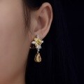 wholesale Metal material: High-carbon diamond earrings with water drop ice flower cut, 4 carats, advanced sense of light luxury ear accessories, 7*10-0-3