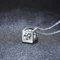 S925 Sterling Silver Moissanite Cube Pendant Necklace for Women-0-1