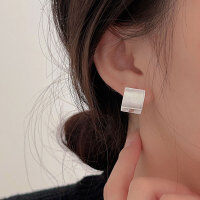 wholesale S925 Sterling Silver Matte Brushed Square Earrings for Women, Minimalist Geometric Personality Simple Stud Earrings-Sterling silver