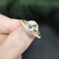 wholesale S925 Sterling Silver Natural Minimalist Aqua Agate Ring Stackable Gemstone Ring Colorfast-0-2
