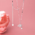 wholesale S925 Silver Light Luxury Sweet Ins Style Niche Design Exquisite Diamond-Inlaid Heart Glow Necklace Y02043-0-2