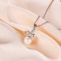 wholesale S925 Sterling Silver Korean New Leaf Collarbone Chain Pearl Necklace Accessory Fashionable Micro-Inlaid Zircon Shell Pearl Pendant for Women-0-5