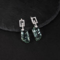 wholesale 925 Sterling Silver Green Amethyst Earrings, Luxuriously High-End Set with an Uniquely Shaped Colored Gemstone Earrings-0-1