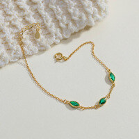 wholesale S925 Silver Light Luxury Temperament Simple and Elegant Ins Niche Design Exquisite Green Diamond Geometric Bracelet S7445-S925 Silver Bracelet Water Drop Model>925 Silver